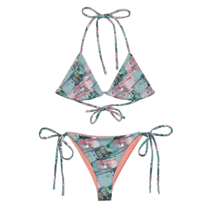 1000 y 2000 Dominican Pesos All-over Print Two Piece String Bikini Set Swimsuit