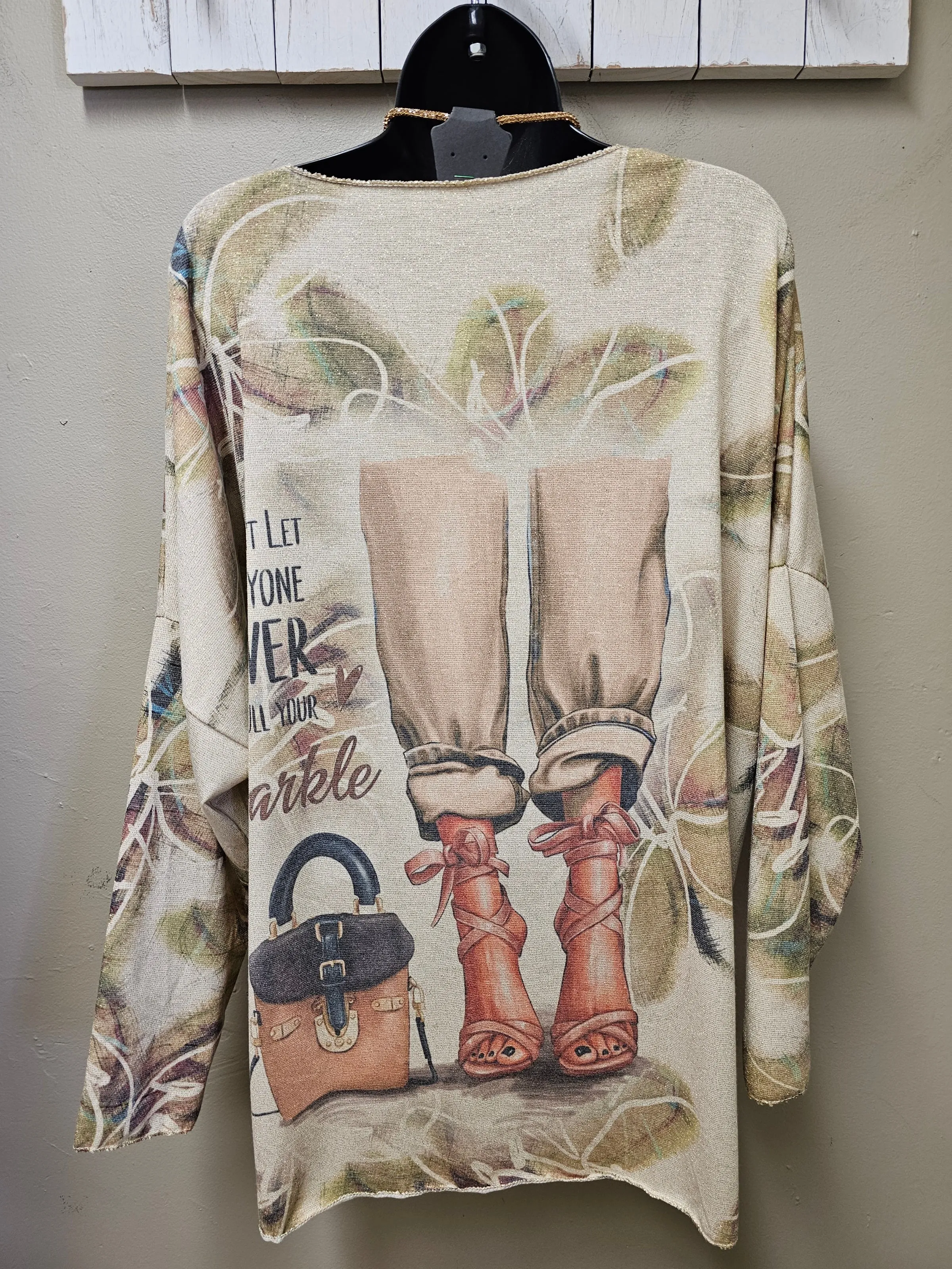 2 Color Ways -  Stylish  Long Sleeve Lurex Lightweight Tops