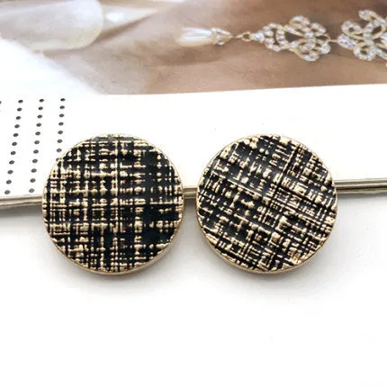 22/25mm Round Black White Striped Metal Shank Coat Button 20pcs