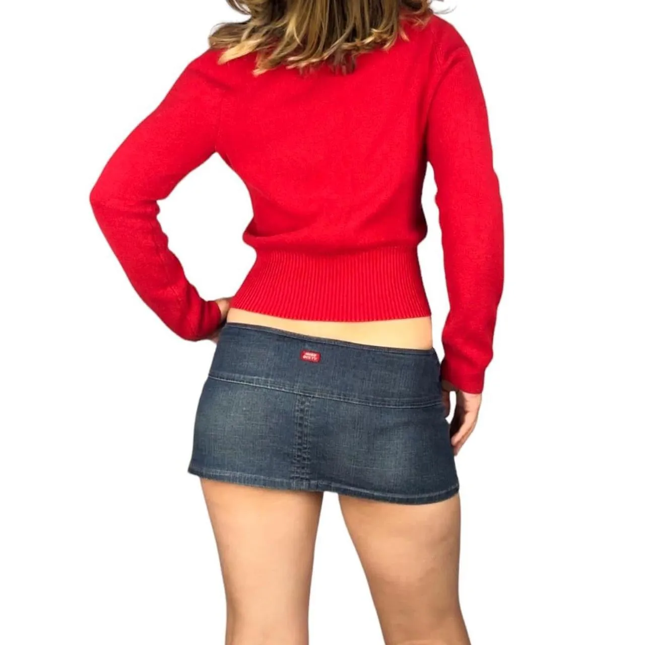 90s Asymmetrical Cropped Knit Zip Up (S)