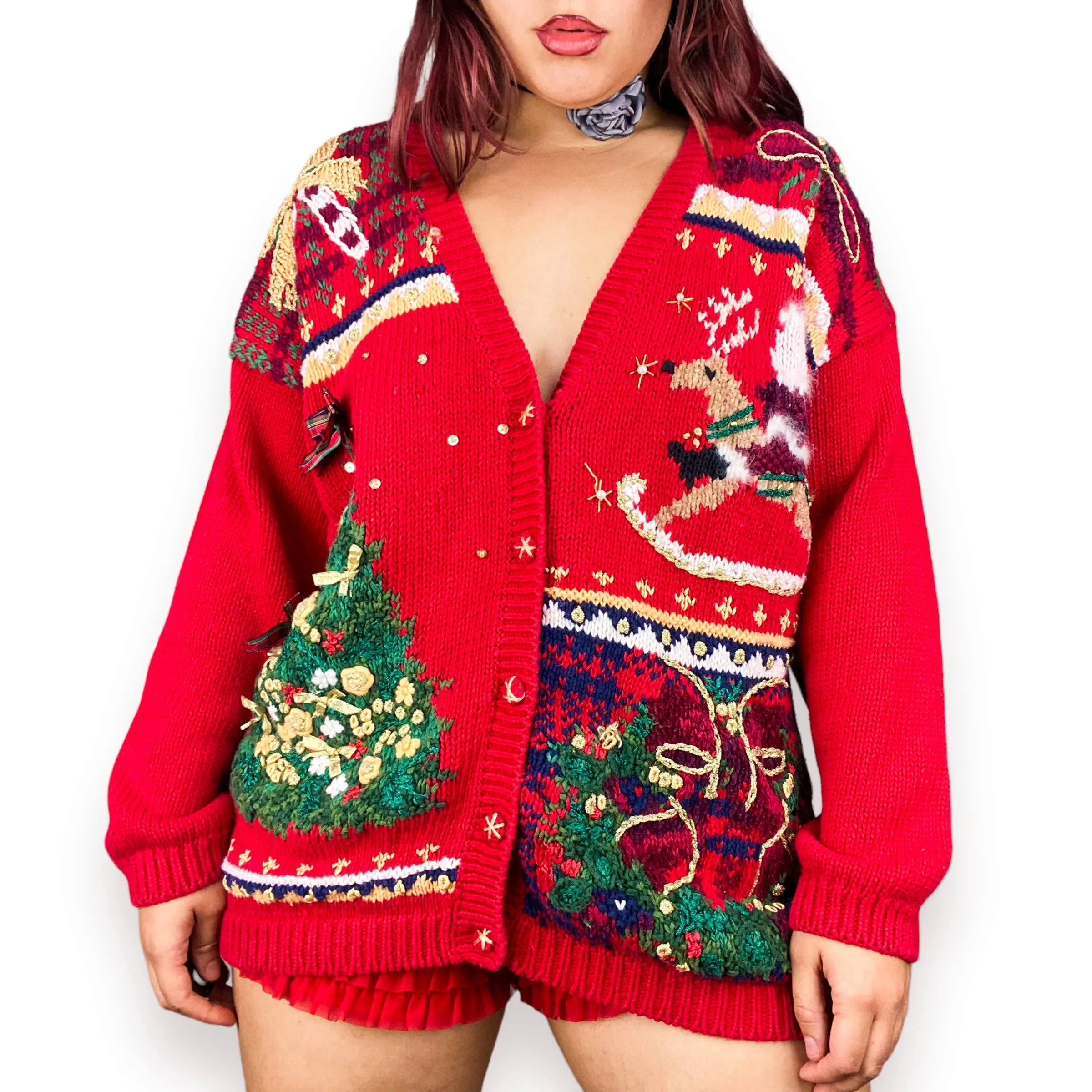 90s Chunky Christmas Cardigan (L/XL)