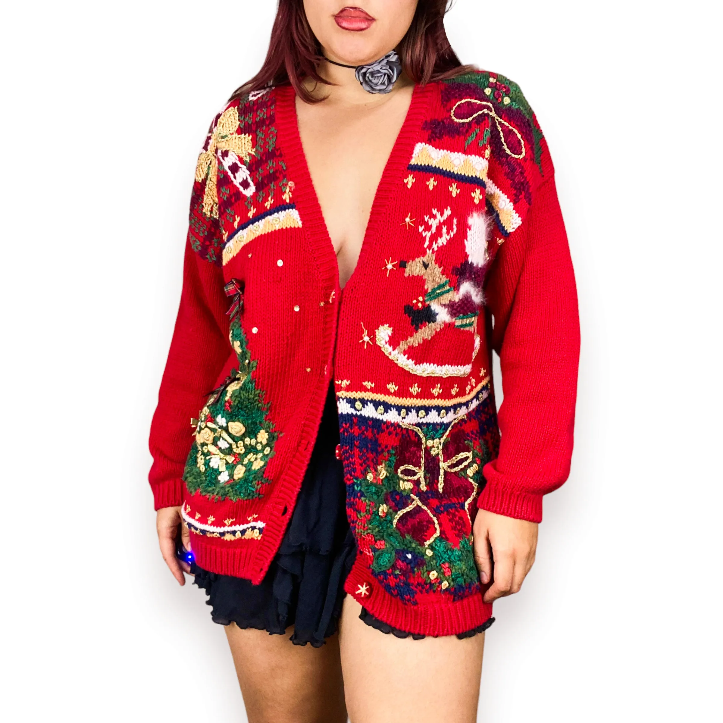 90s Chunky Christmas Cardigan (L/XL)