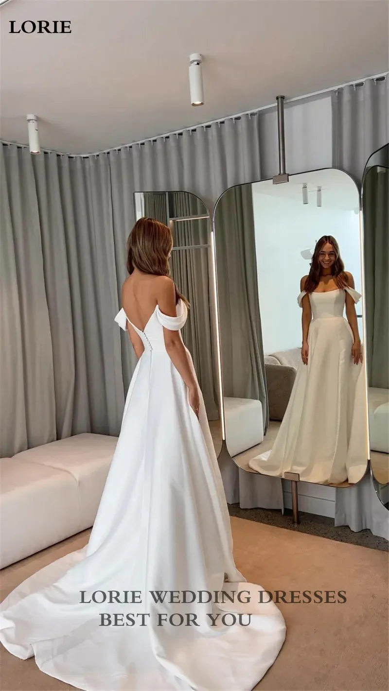 A Line Wedding Dresses Sleeveless Off The Shoulder Bridal Gowns
