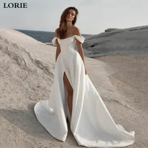 A Line Wedding Dresses Sleeveless Off The Shoulder Bridal Gowns