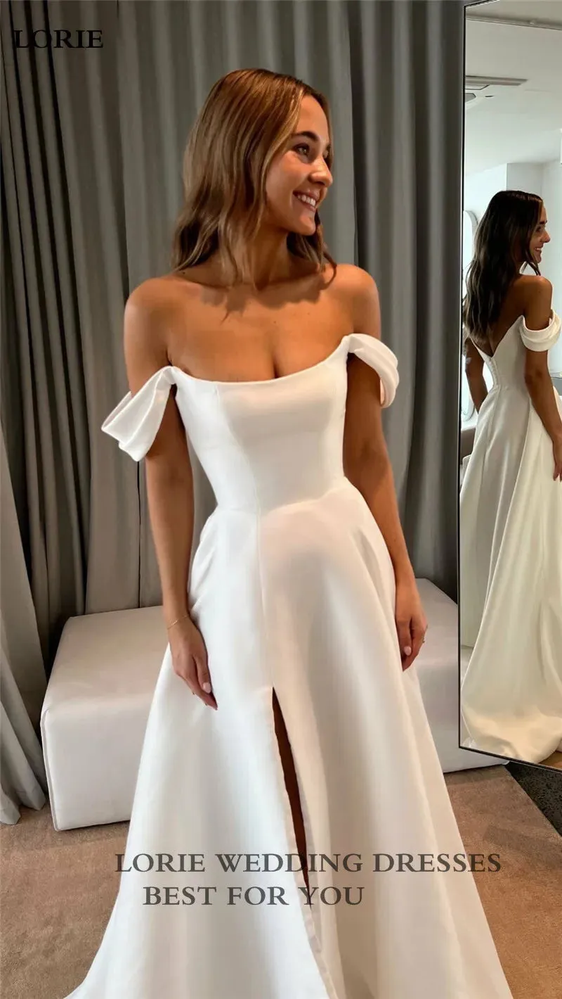 A Line Wedding Dresses Sleeveless Off The Shoulder Bridal Gowns
