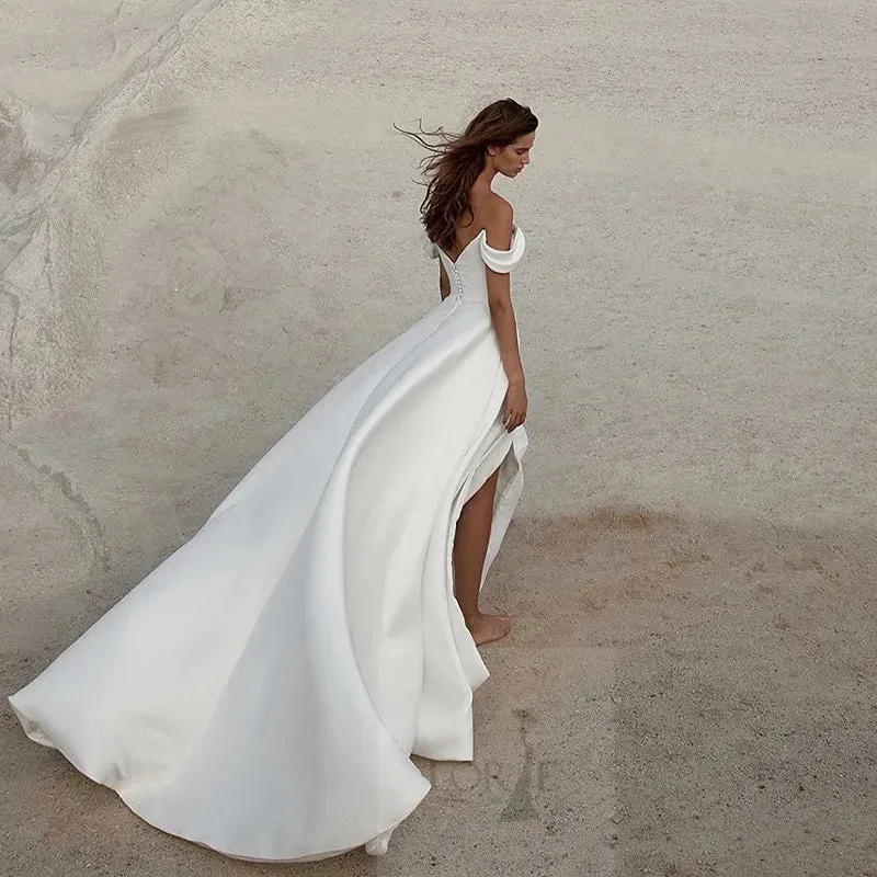 A Line Wedding Dresses Sleeveless Off The Shoulder Bridal Gowns