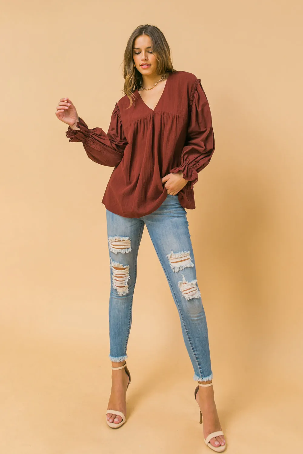 A TOUCH AWAY WOVEN TOP