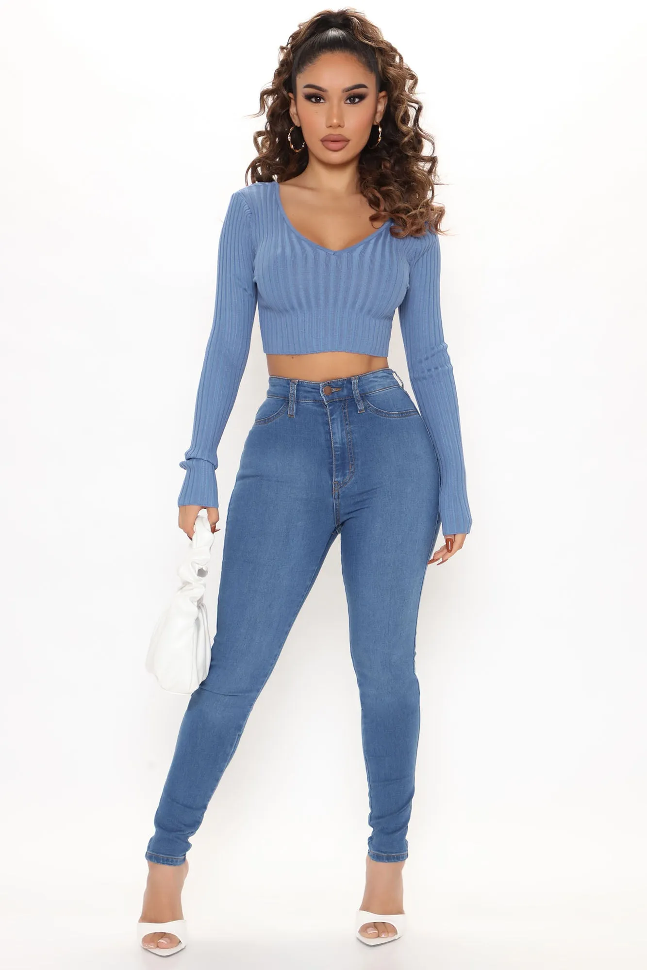 Abby Ribbed Sweater - Blue