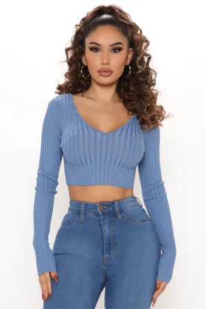 Abby Ribbed Sweater - Blue