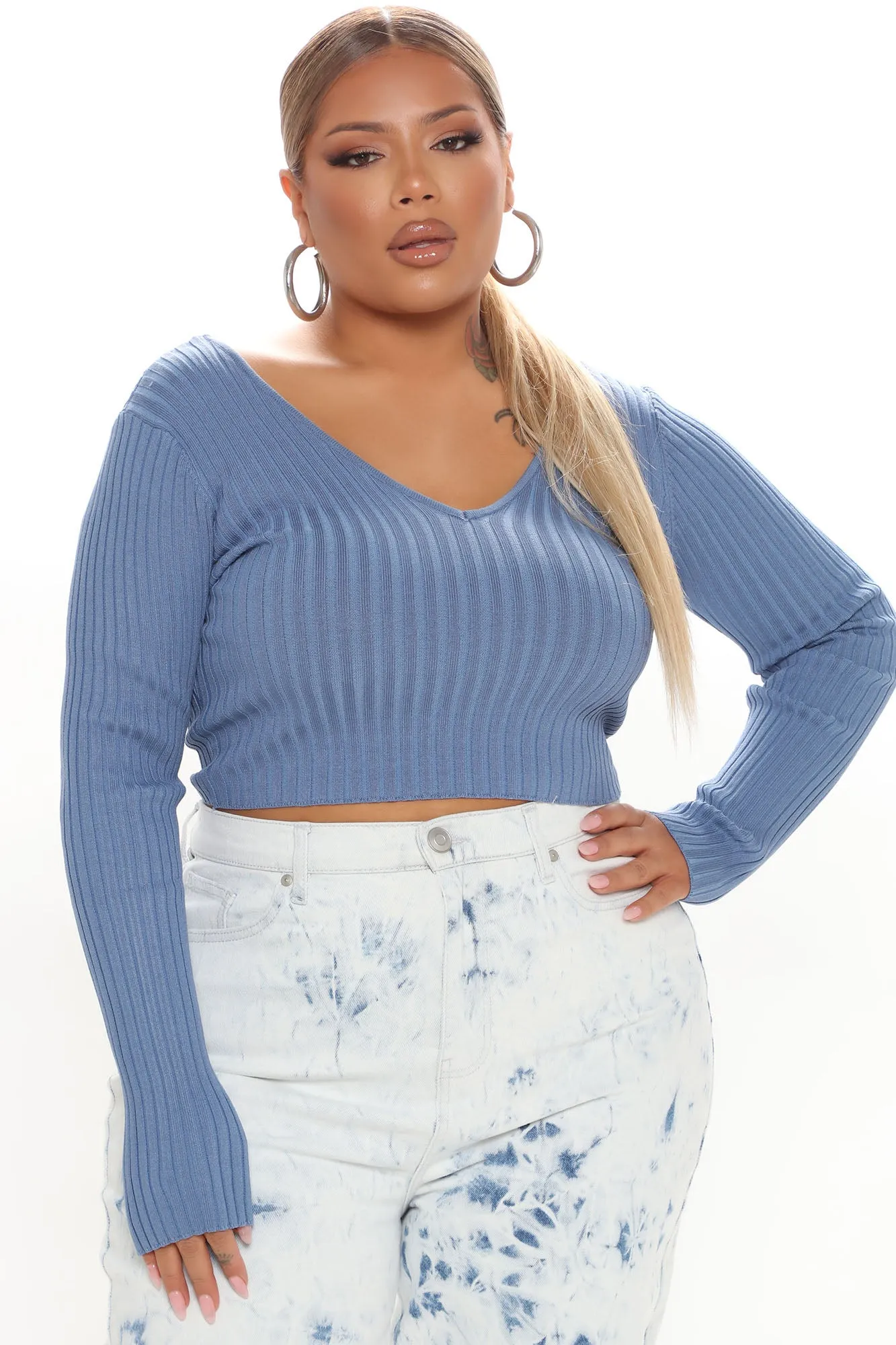 Abby Ribbed Sweater - Blue