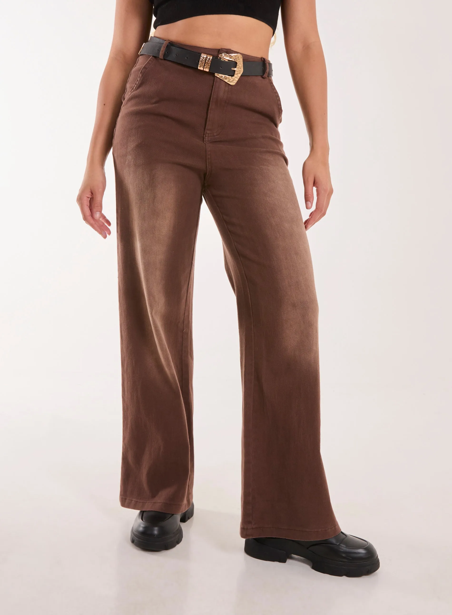 Acid Wash Wide Leg Jeans