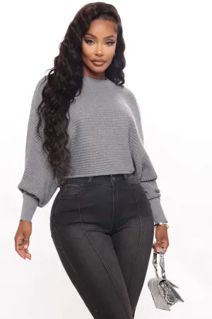 Act The Part Dolman Sweater - Heather Grey