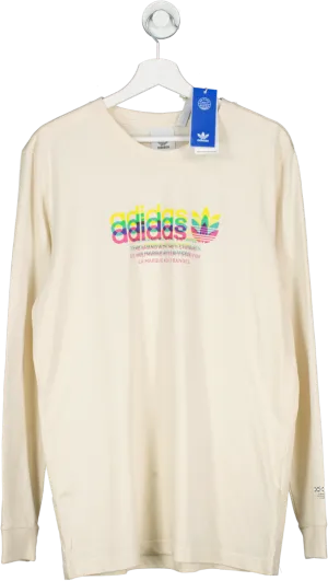 adidas Cream 100% Sustainable Cotton Hyperreal Long Sleeve T-shirt UK M