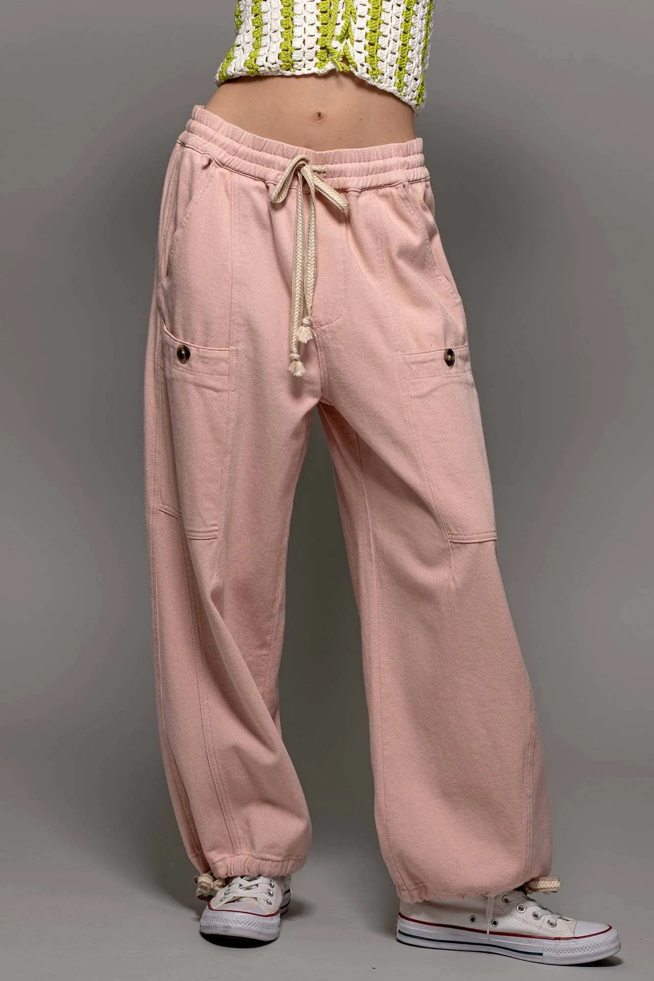Adjustable Hem Cotton Utility Cargo Pants