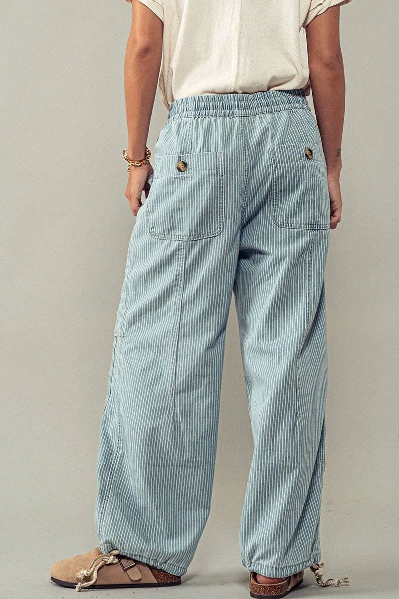 Adjustable Hem Cotton Utility Cargo Pants