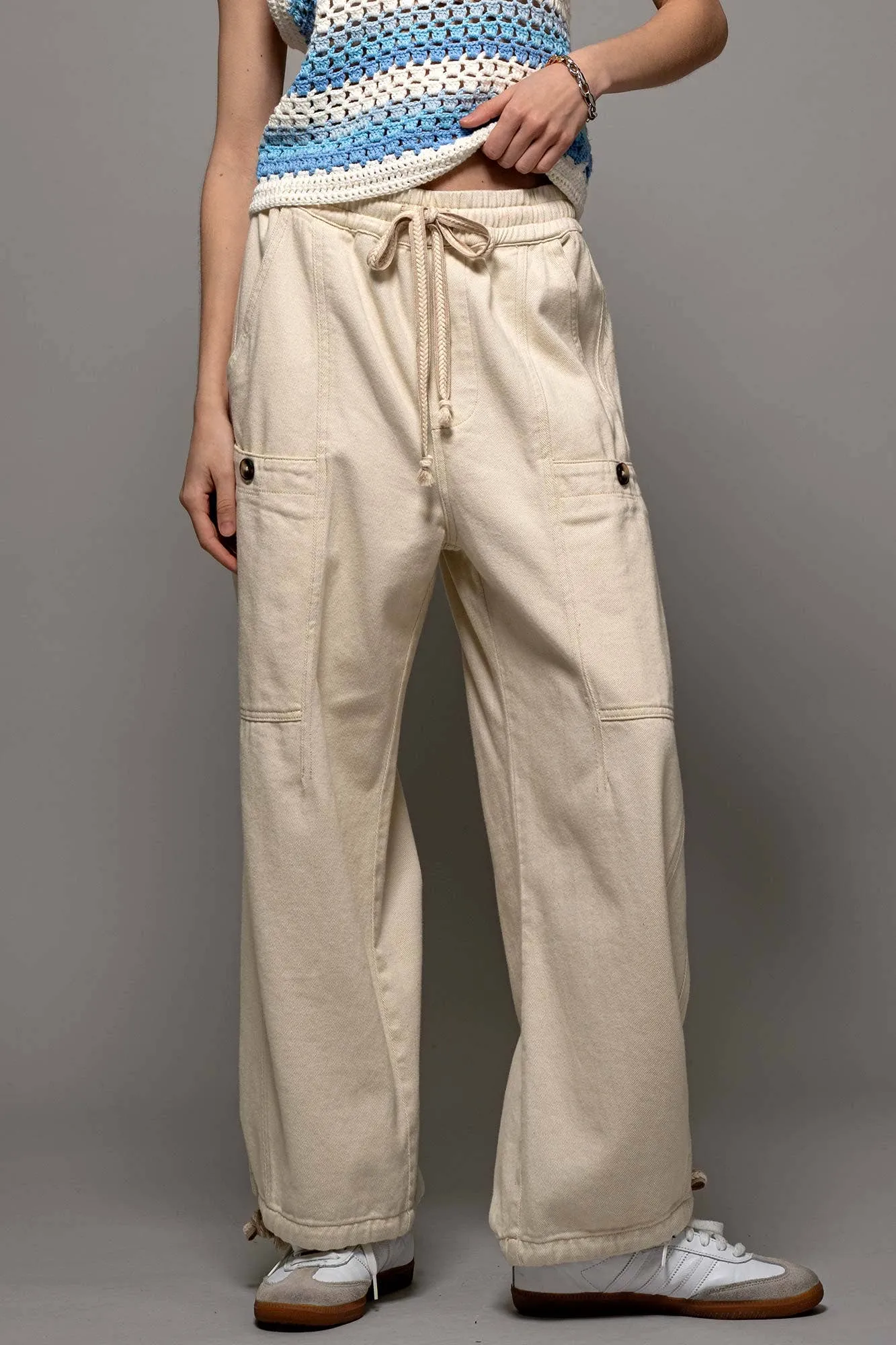 Adjustable Hem Cotton Utility Cargo Pants