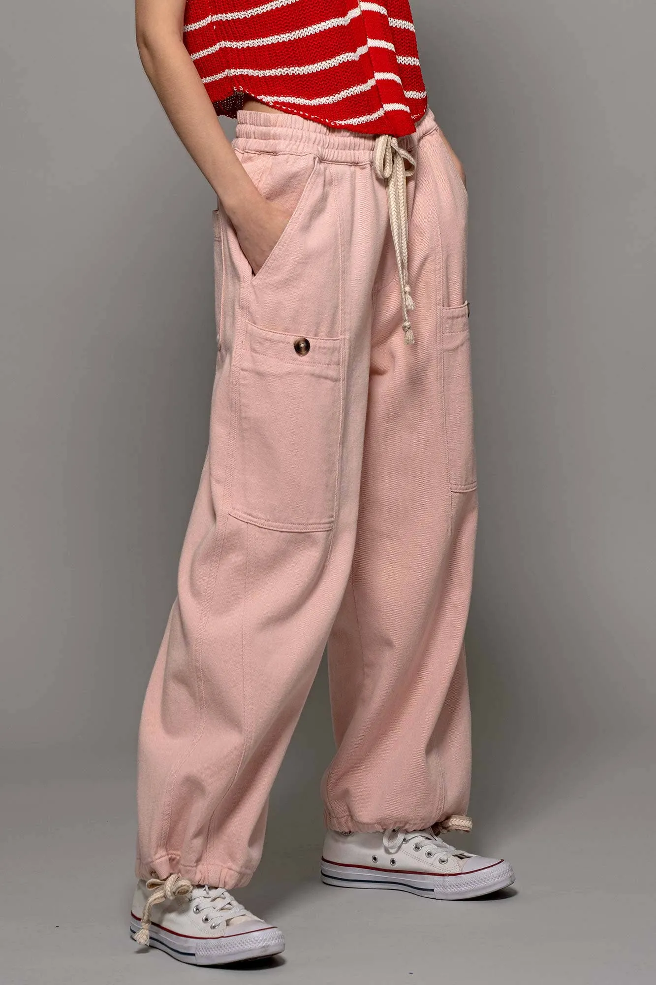 Adjustable Hem Cotton Utility Cargo Pants