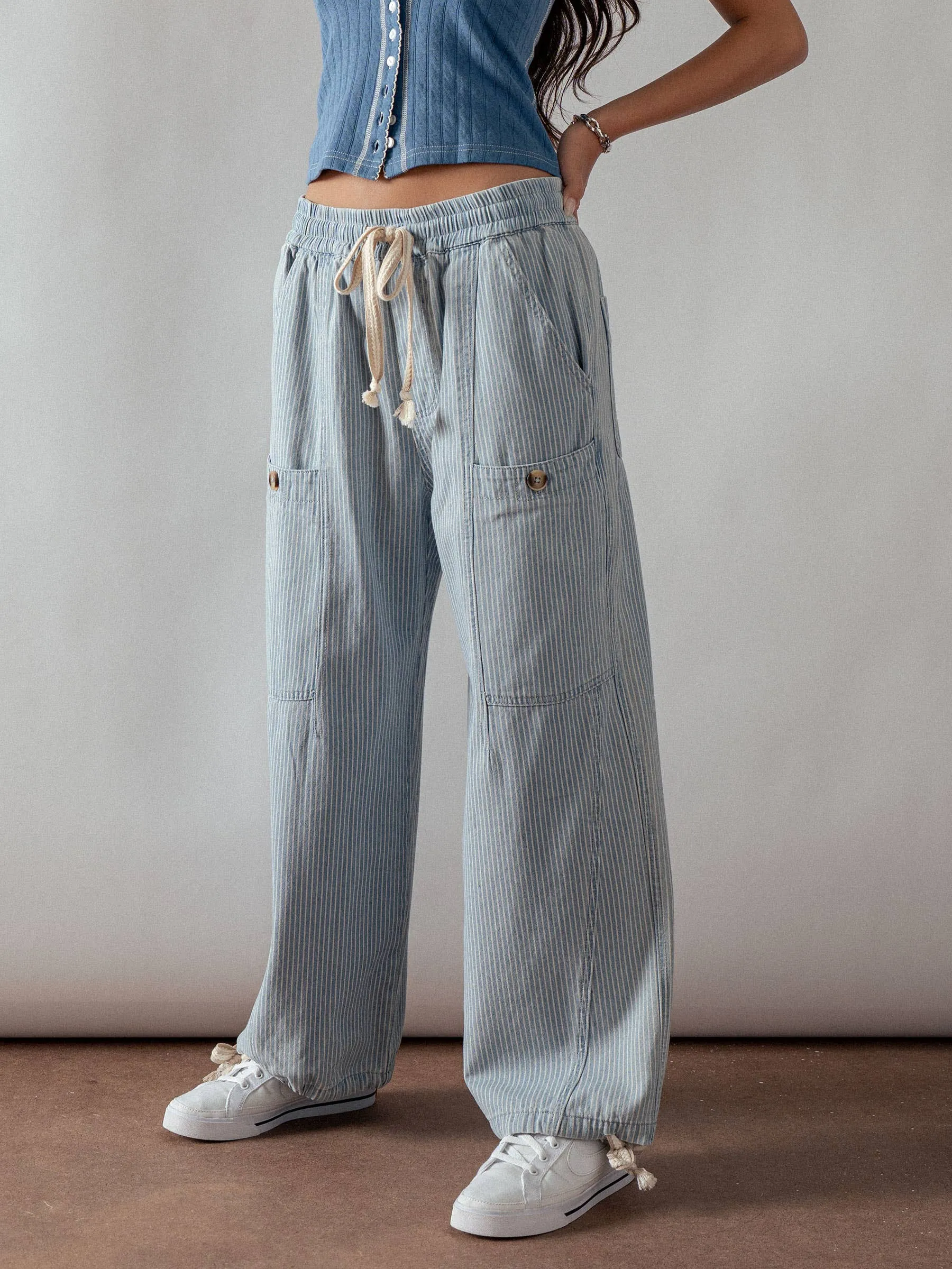 Adjustable Hem Cotton Utility Cargo Pants