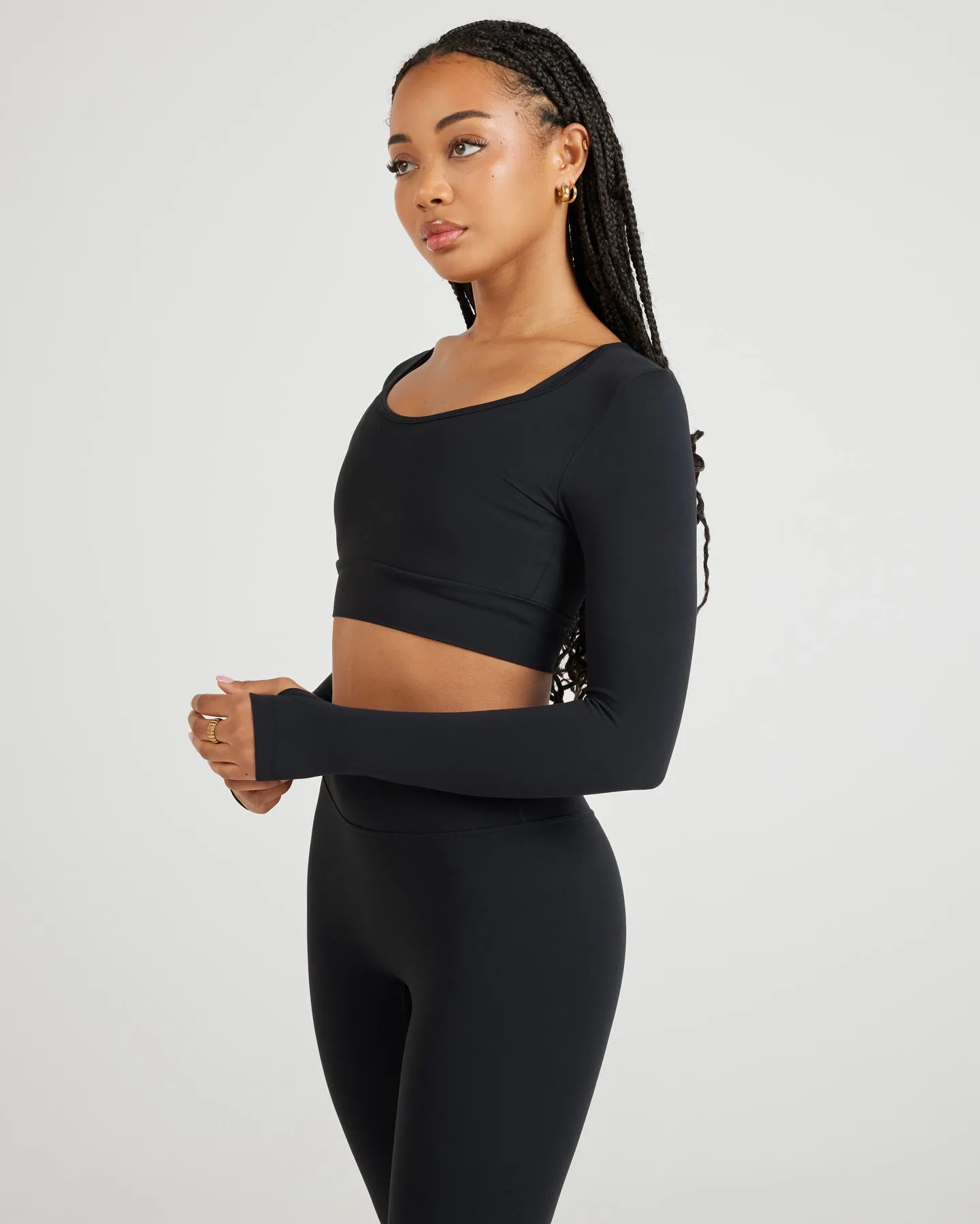 Airey Scoop Crop Long Sleeve - Black