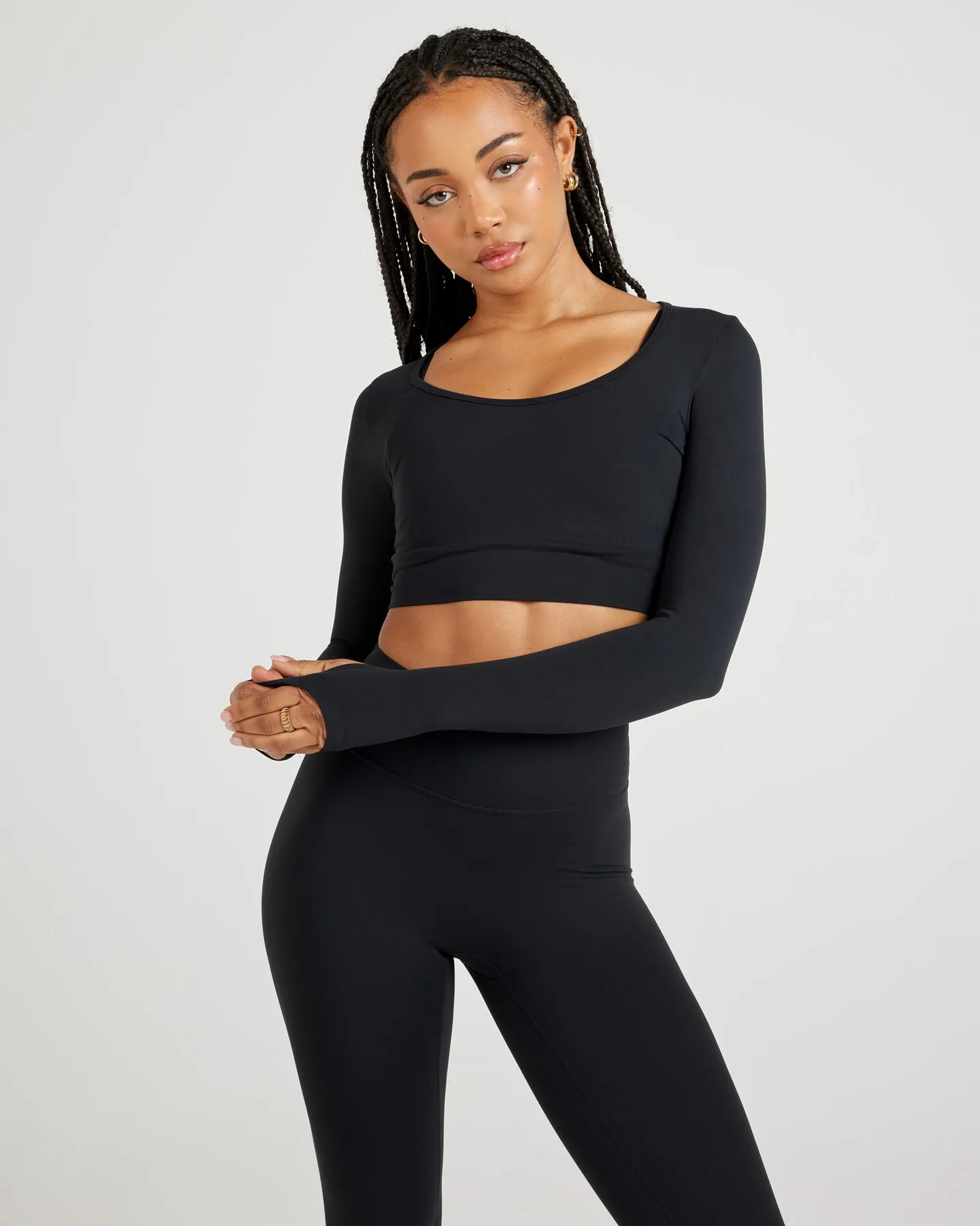 Airey Scoop Crop Long Sleeve - Black