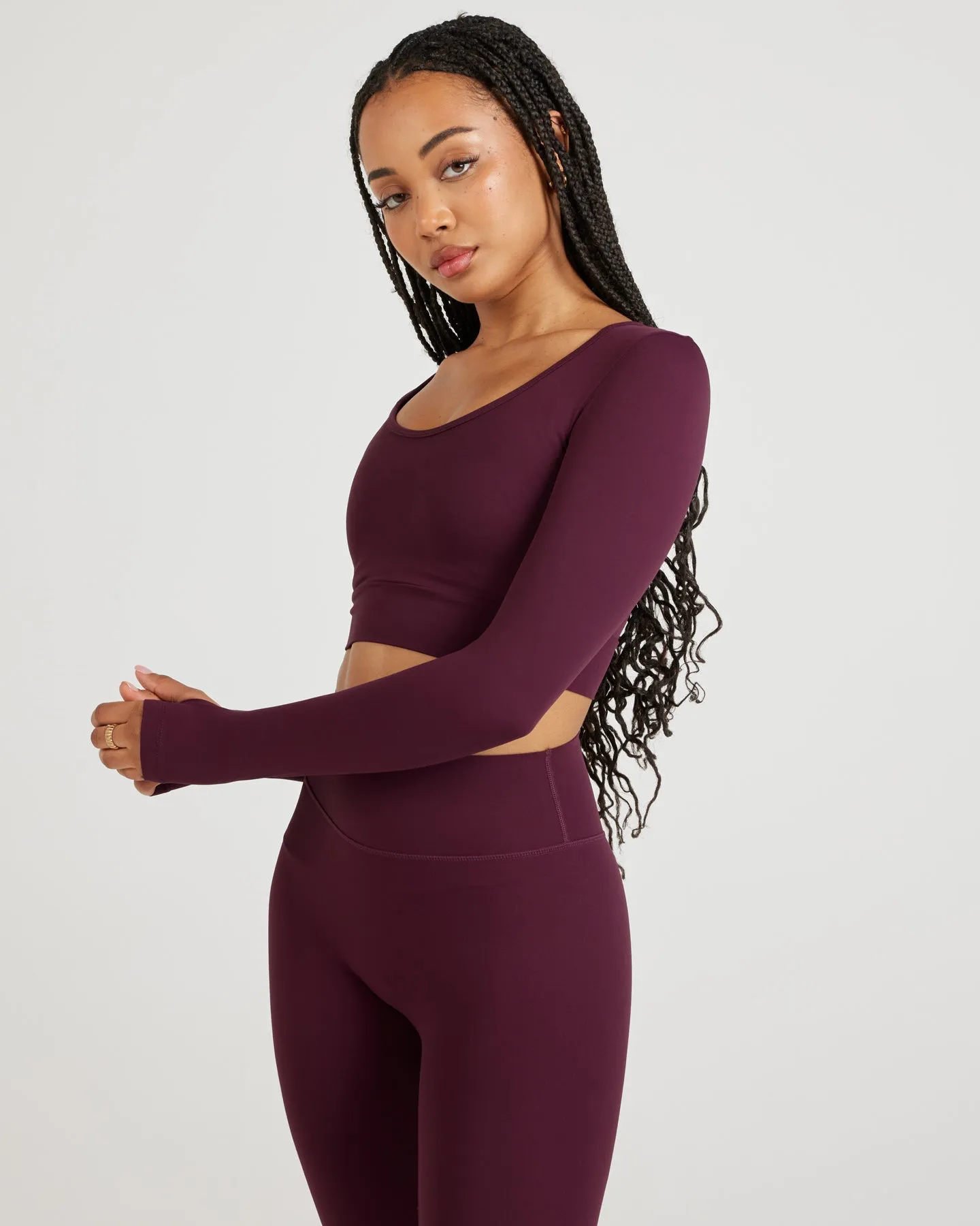 Airey Scoop Crop Long Sleeve - Cherry Cola