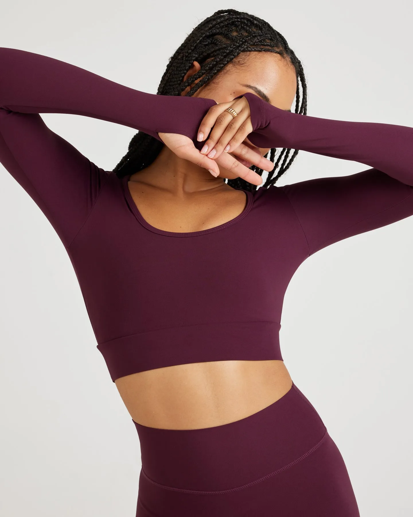 Airey Scoop Crop Long Sleeve - Cherry Cola