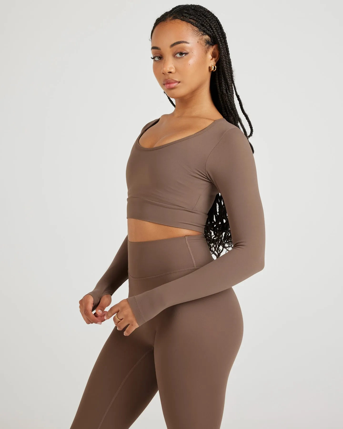 Airey Scoop Crop Long Sleeve - Light Brown