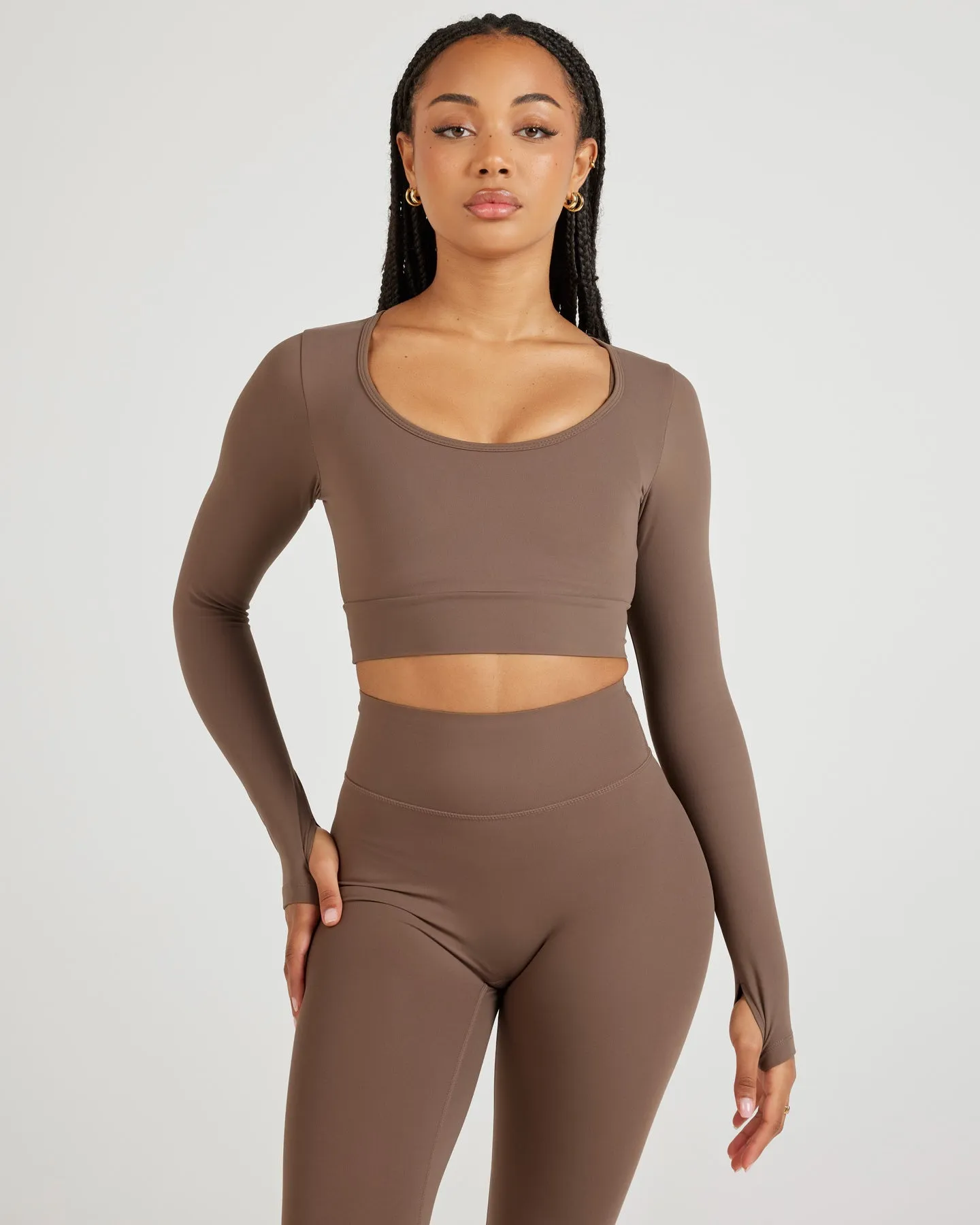 Airey Scoop Crop Long Sleeve - Light Brown