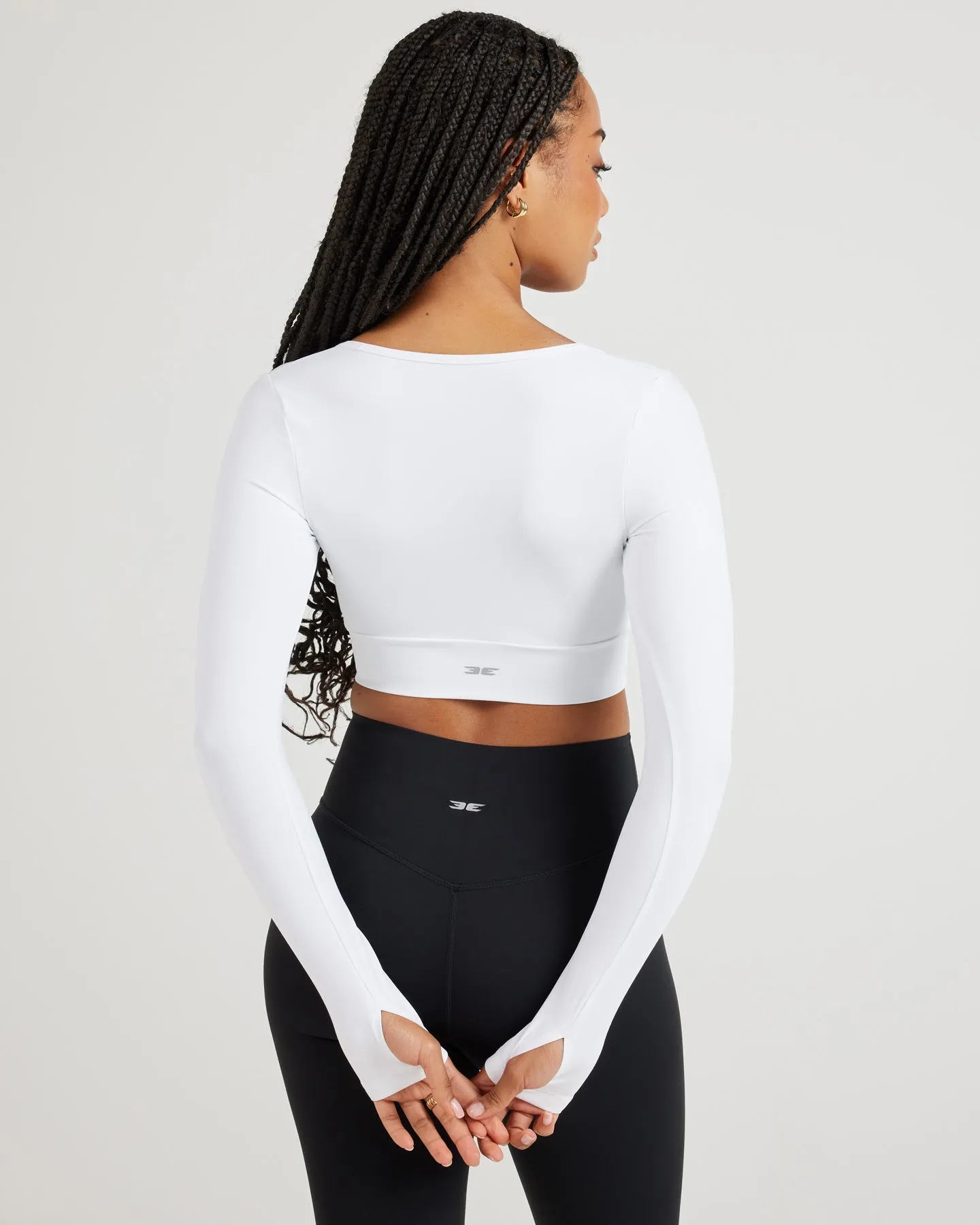 Airey Scoop Crop Long Sleeve - White