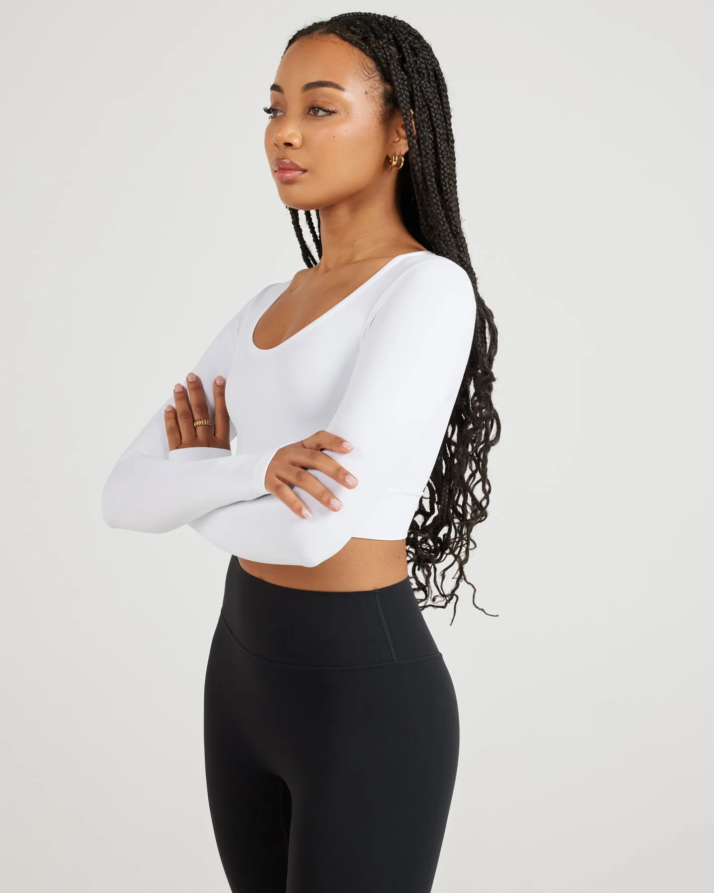 Airey Scoop Crop Long Sleeve - White