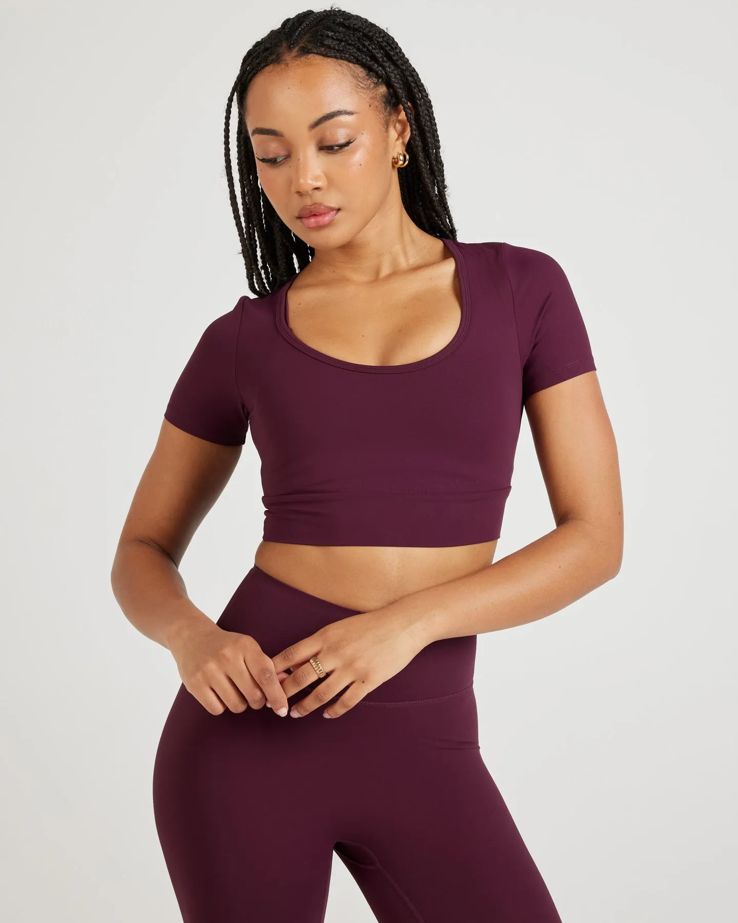 Airey Scoop Crop Tee - Cherry Cola