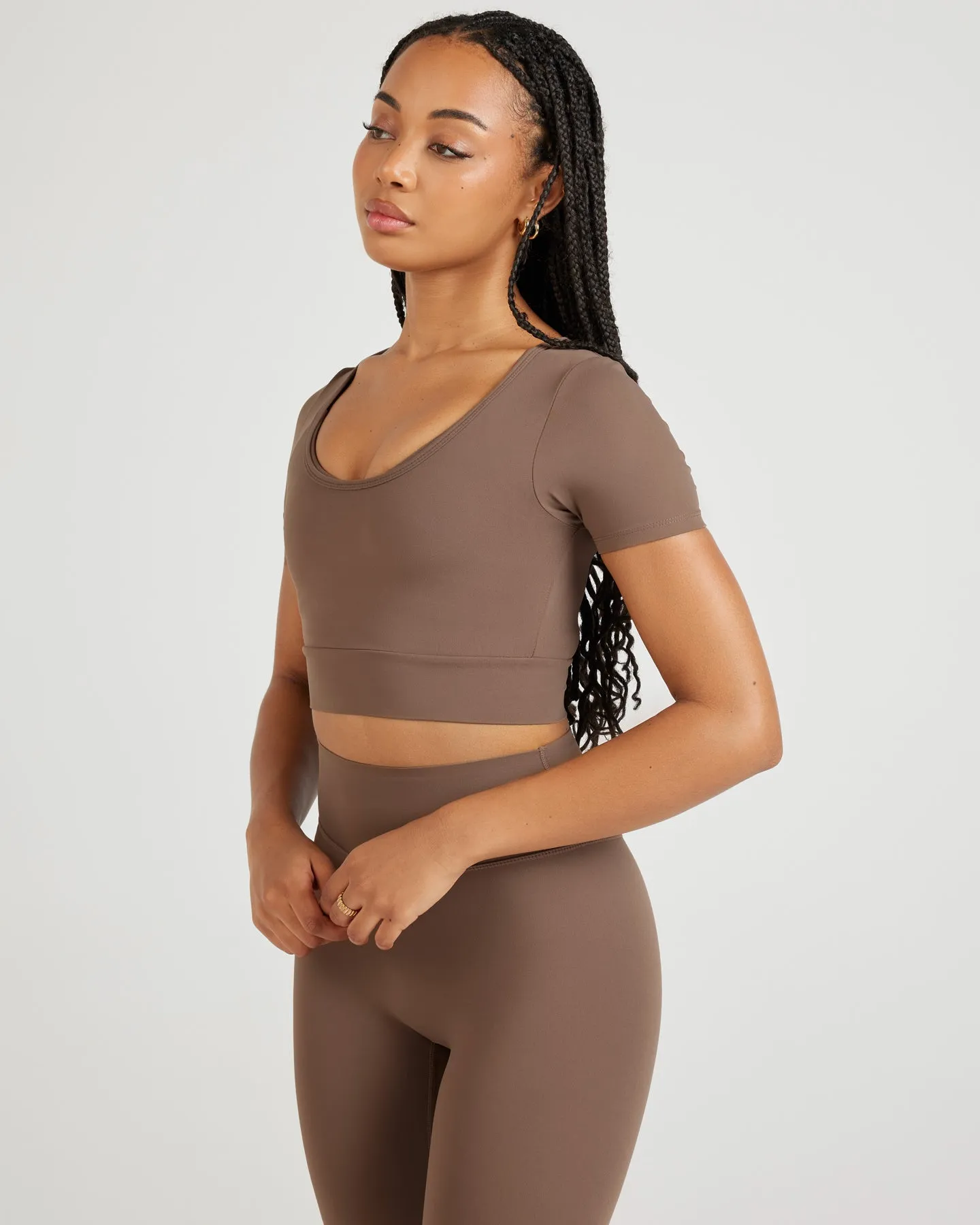 Airey Scoop Crop Tee - Light Brown
