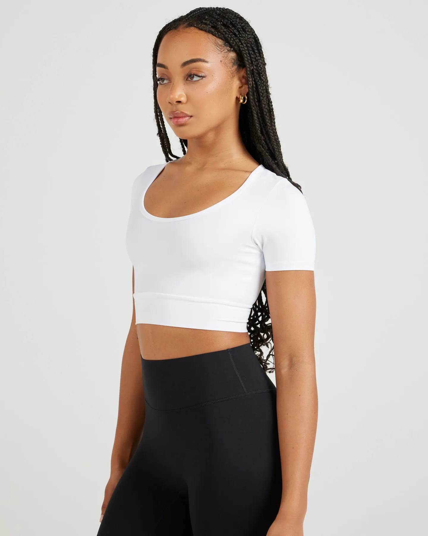 Airey Scoop Crop Tee - White