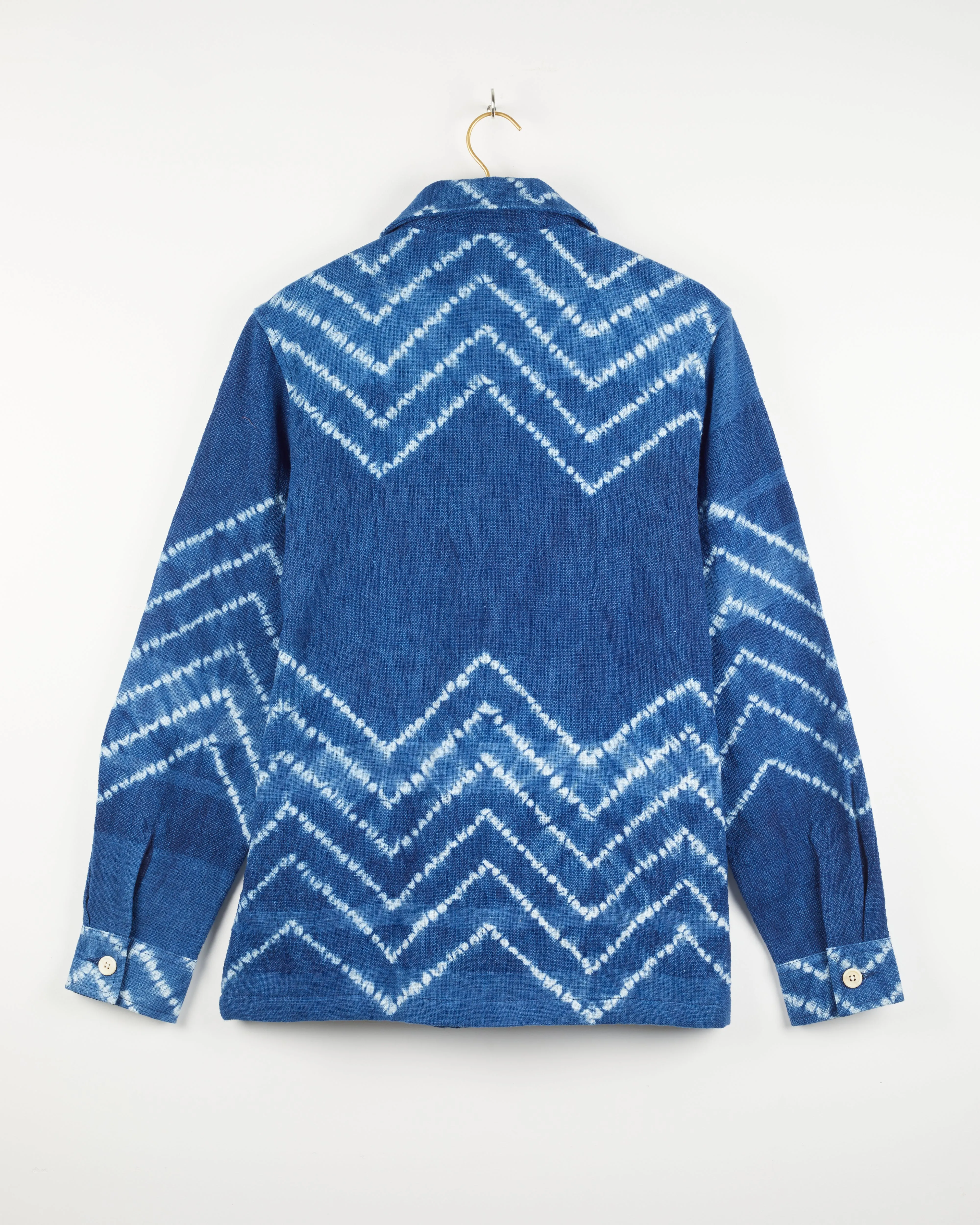 Akash Chore Coat in Chevron Shibori Nubby Indigo