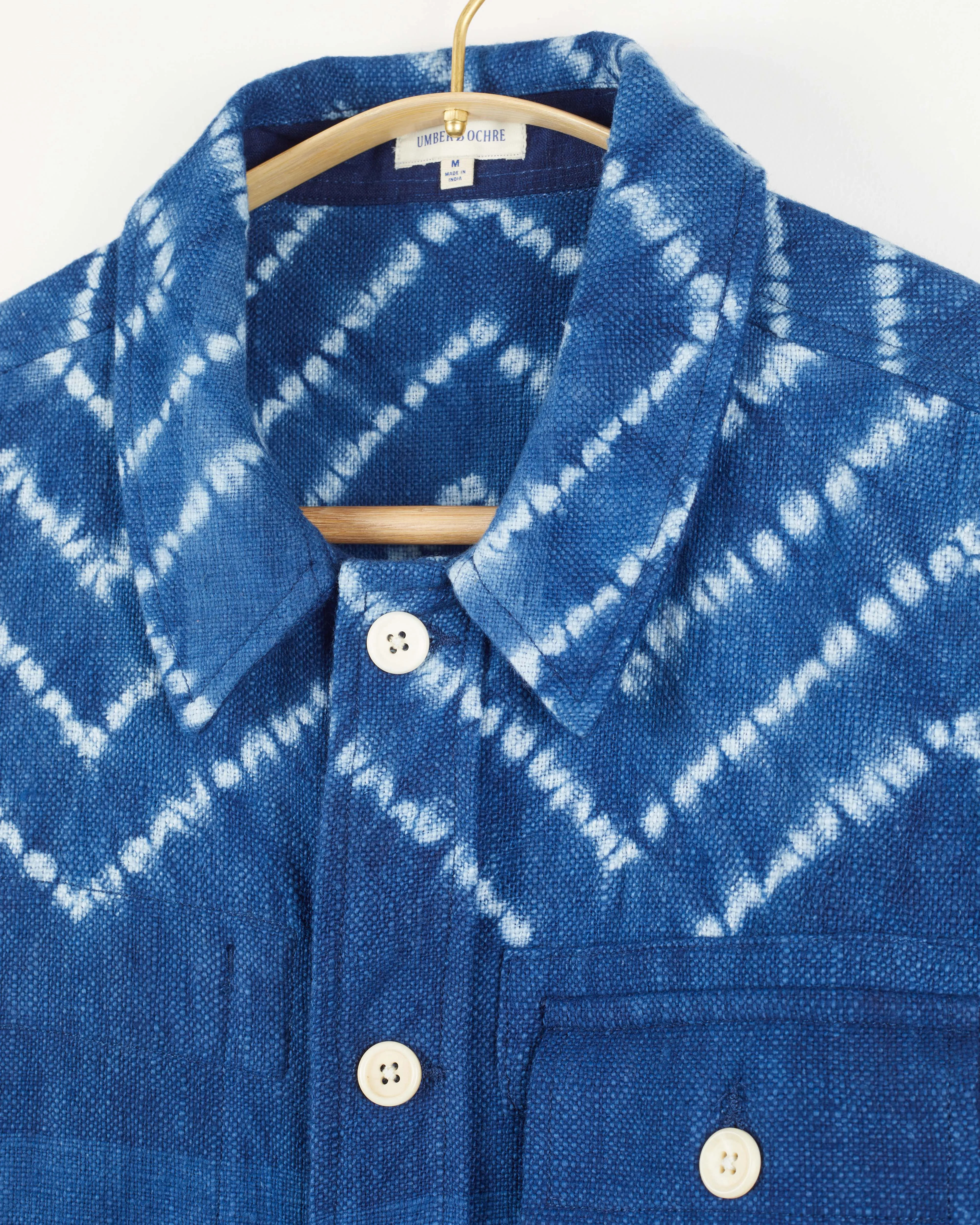 Akash Chore Coat in Chevron Shibori Nubby Indigo