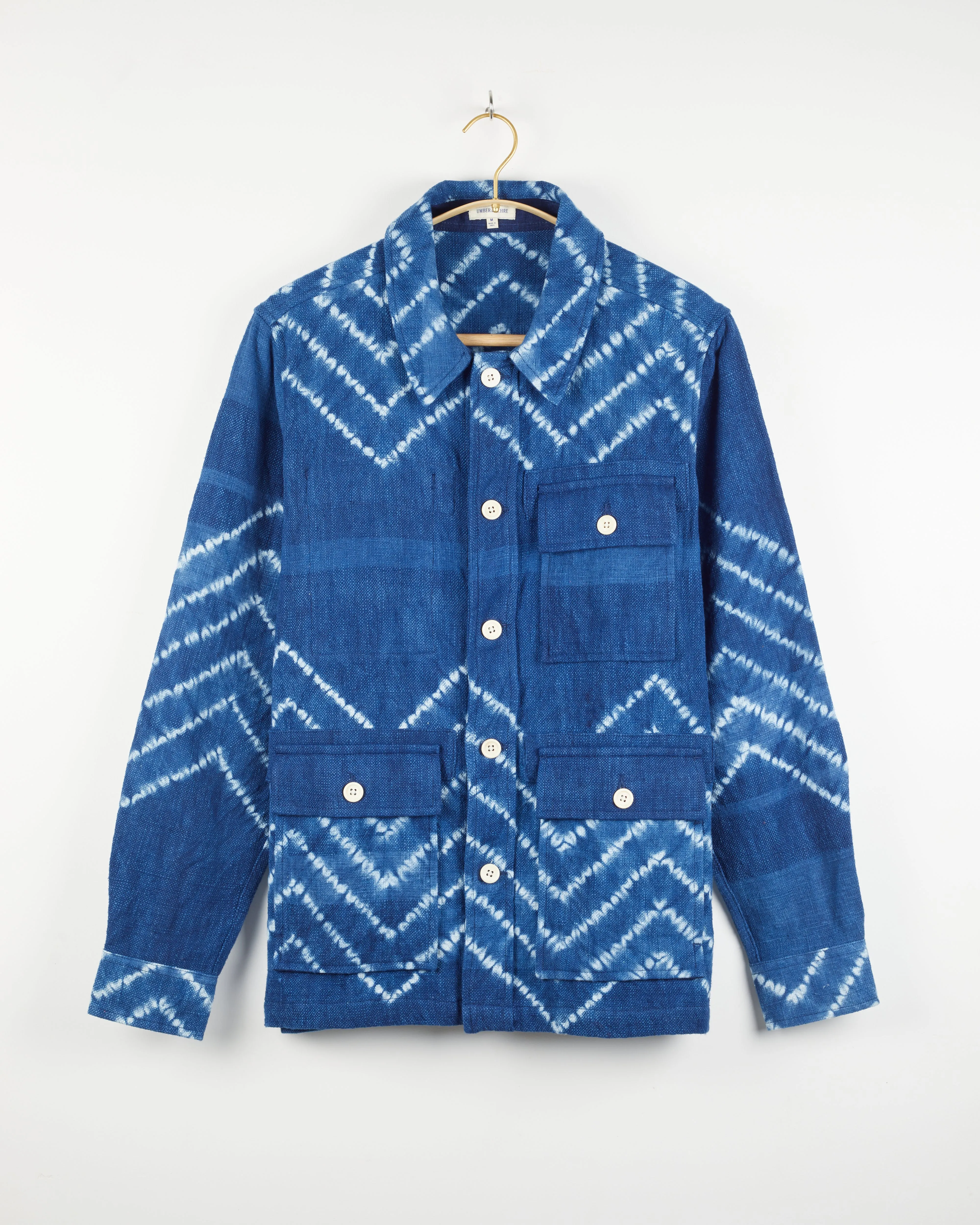 Akash Chore Coat in Chevron Shibori Nubby Indigo