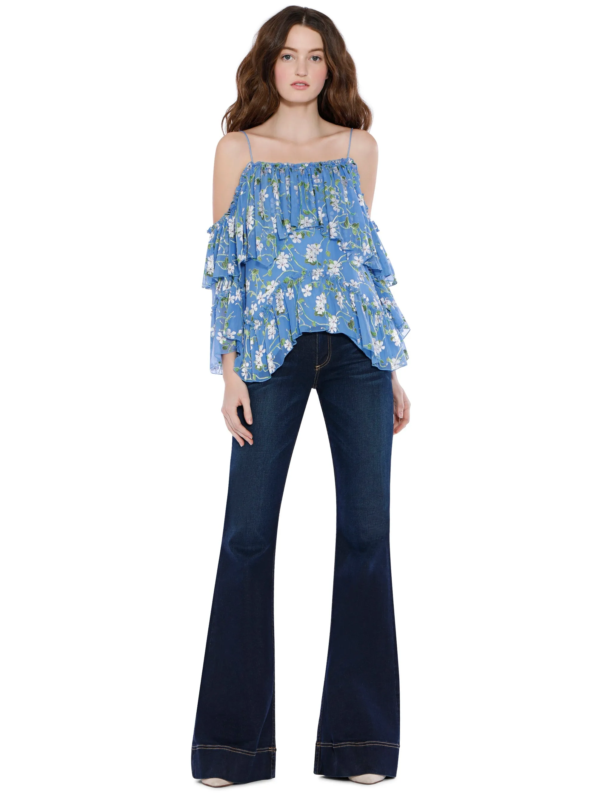 Alice   Olivia - Tia Handkerchief Ruffle Blouse