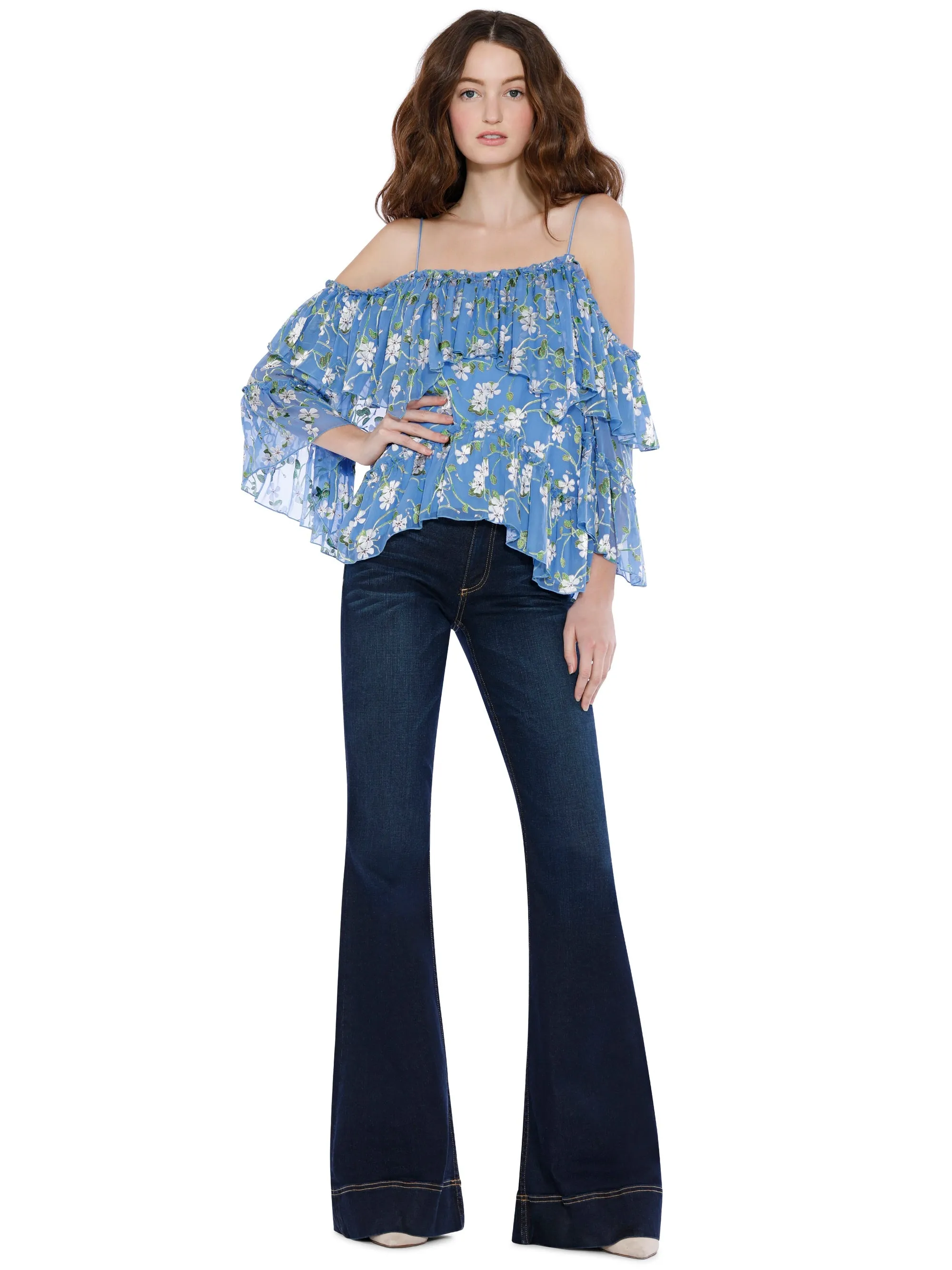 Alice   Olivia - Tia Handkerchief Ruffle Blouse