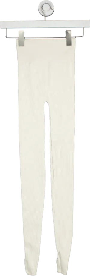Andrea Adamo Cream Ribbed Seamless Leggings UK XS