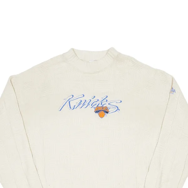 ANTIGUA SPORT New York Knicks Heavy Knit Jumper Cream 90s Chunky Knit High Neck Mens XL