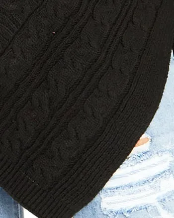 Aria Button Poncho | Black