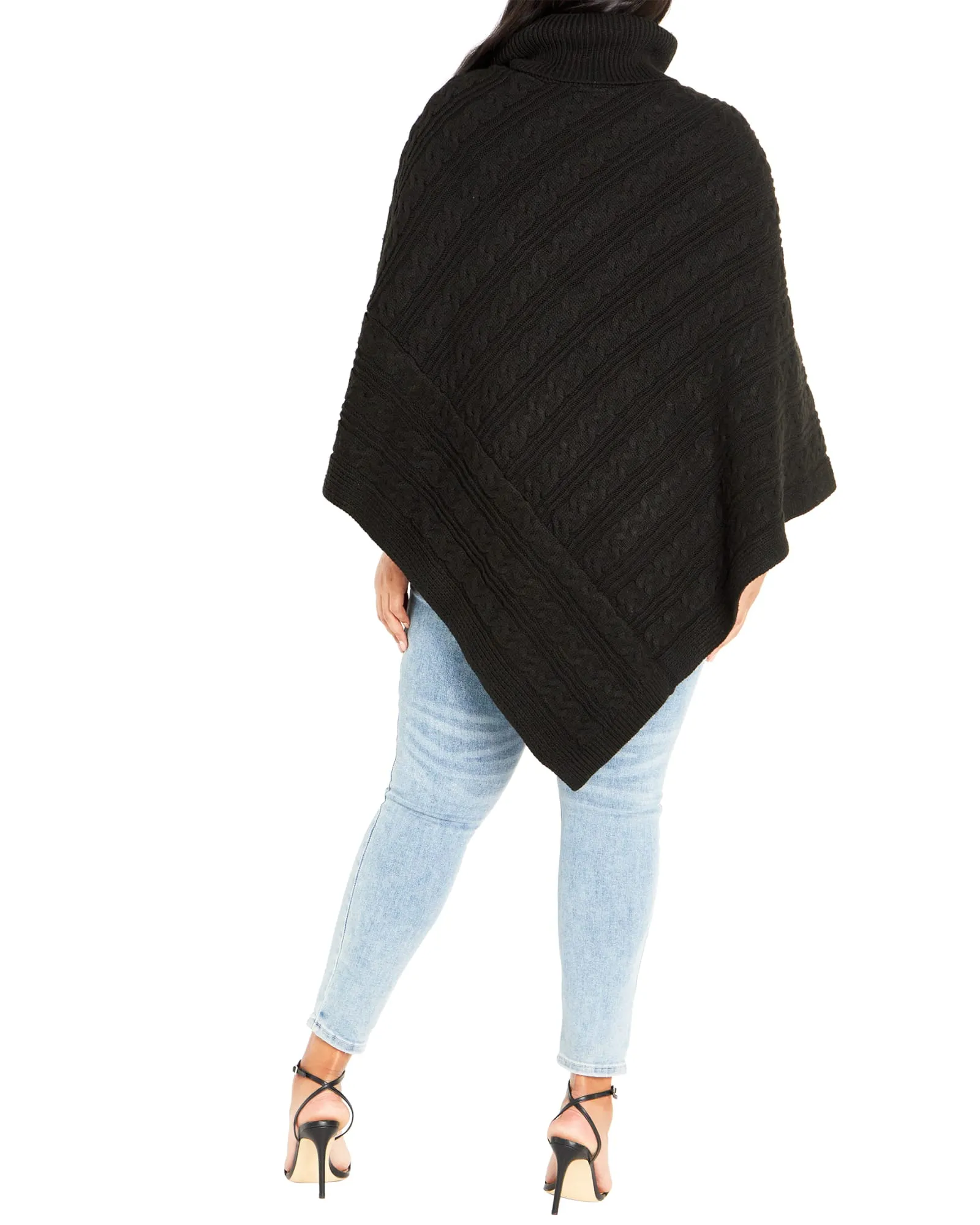 Aria Button Poncho | Black