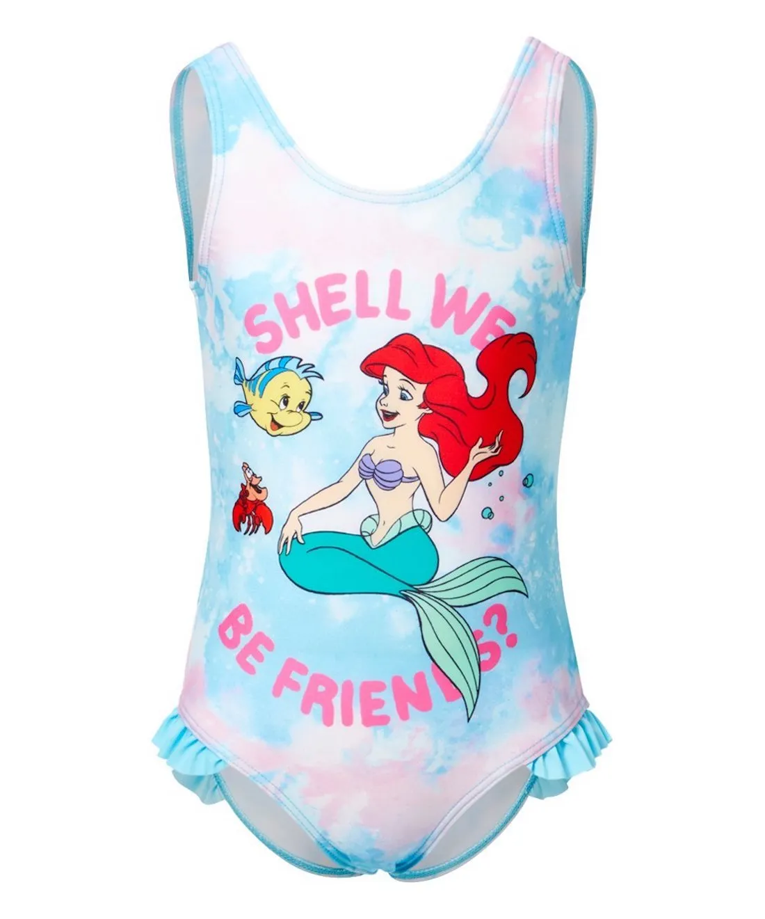 Ariel Tie Dye Swimsuit Girls One Piece Bathing Suit for Kids