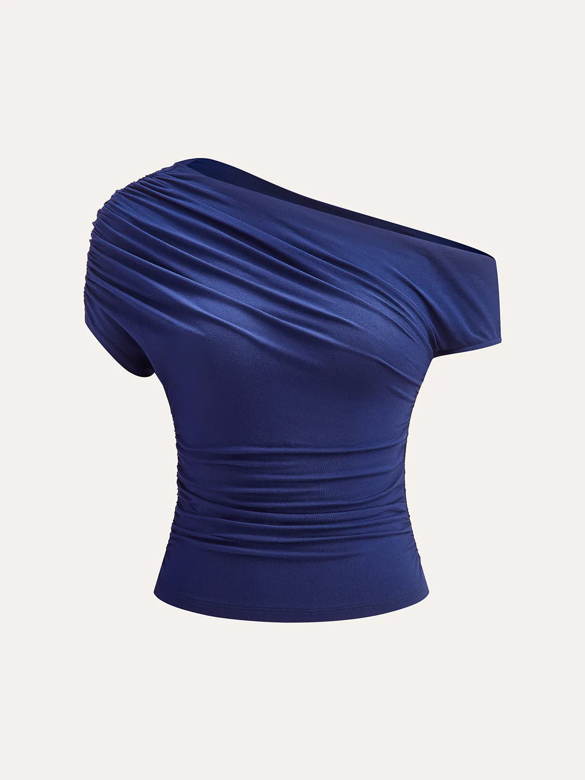 Asymmetrical Off-Shoulder Ruched Top