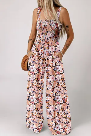 Aubrey Square Neckline Stretch Waistband Printed Jumpsuit