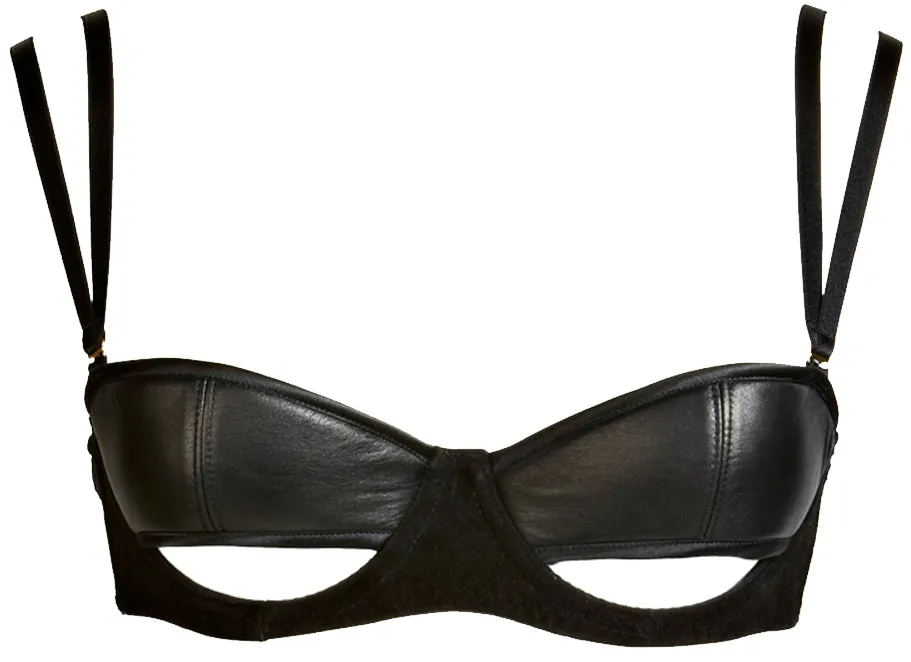 Ava Leather & Suede Half Cup Bra