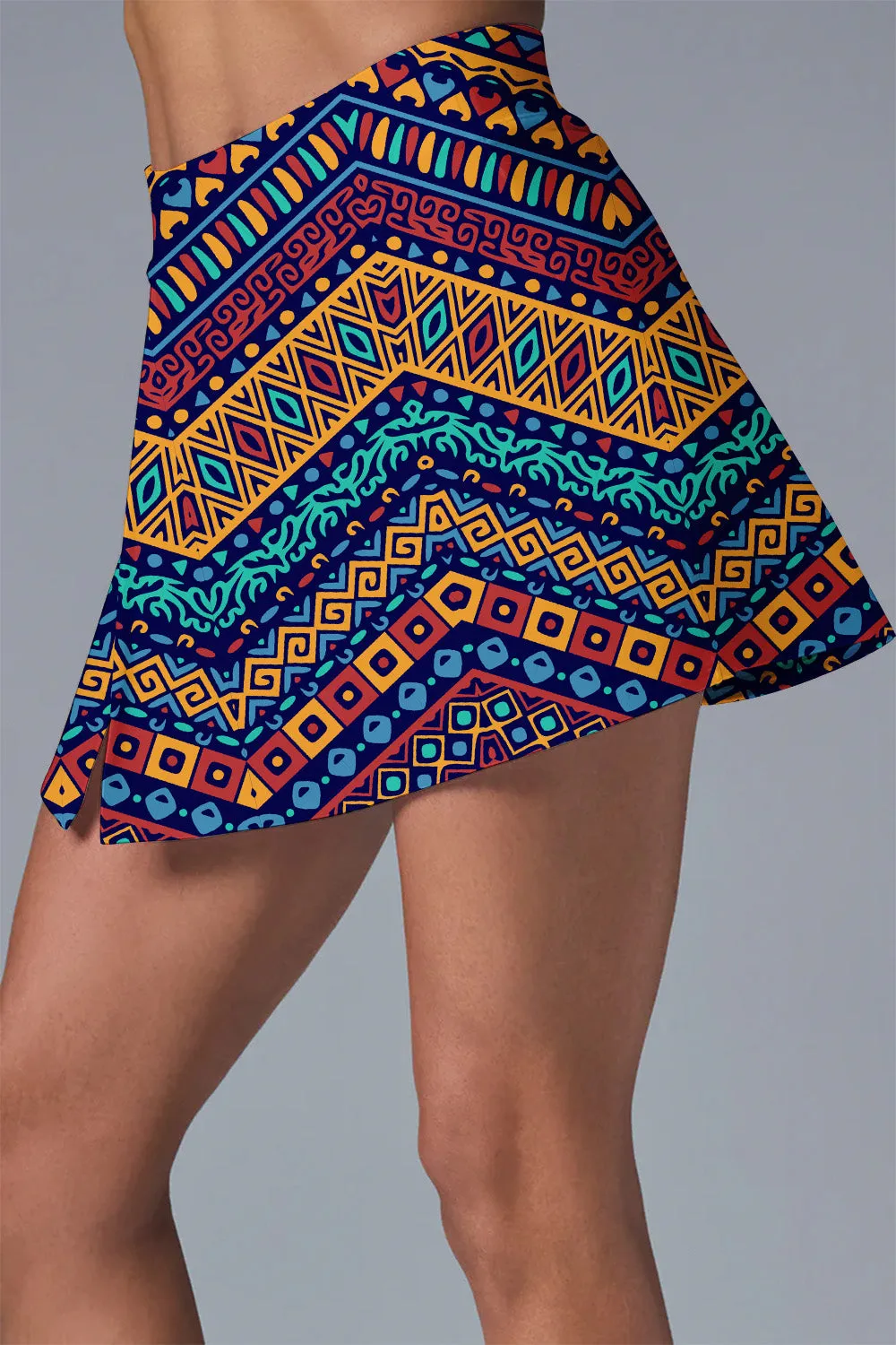 Aztec Motion Set – Tribal-Inspired Crop Top & Skort for Active Sports
