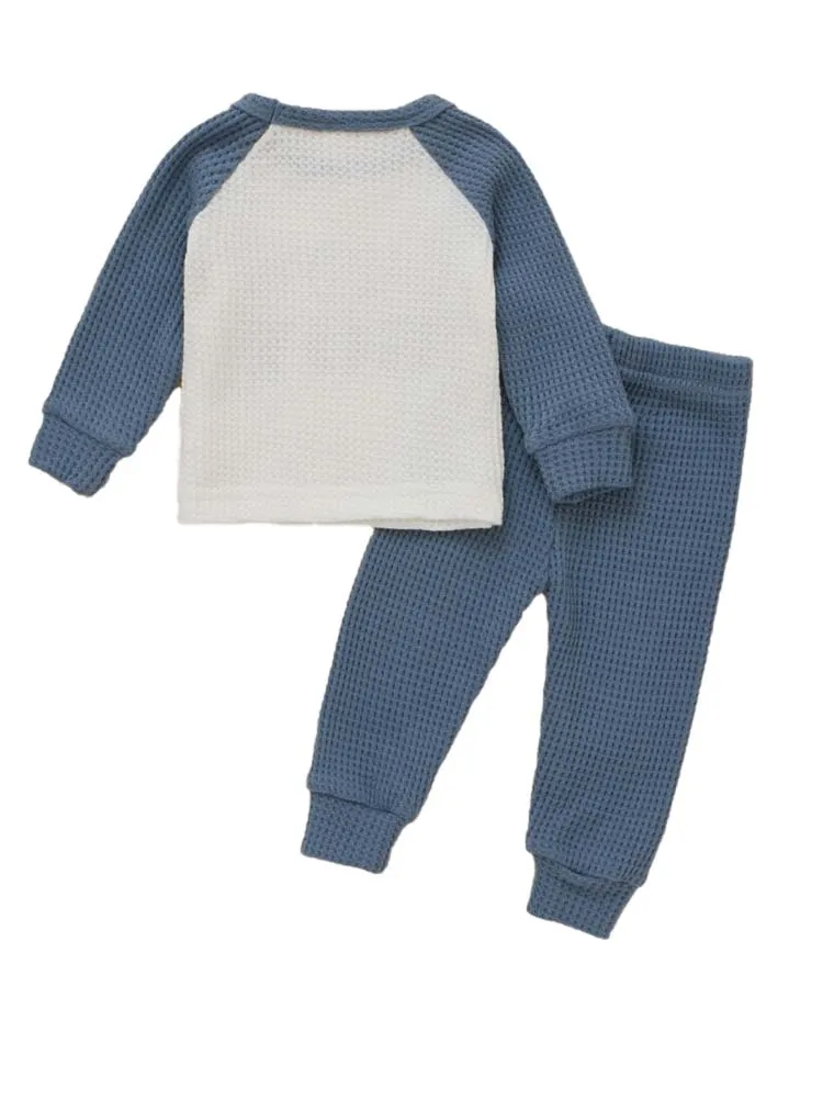 Baby Boys 'Daddy's Boy' Blue & White Top & Trousers - 2 Piece Outfit - 3-18Months
