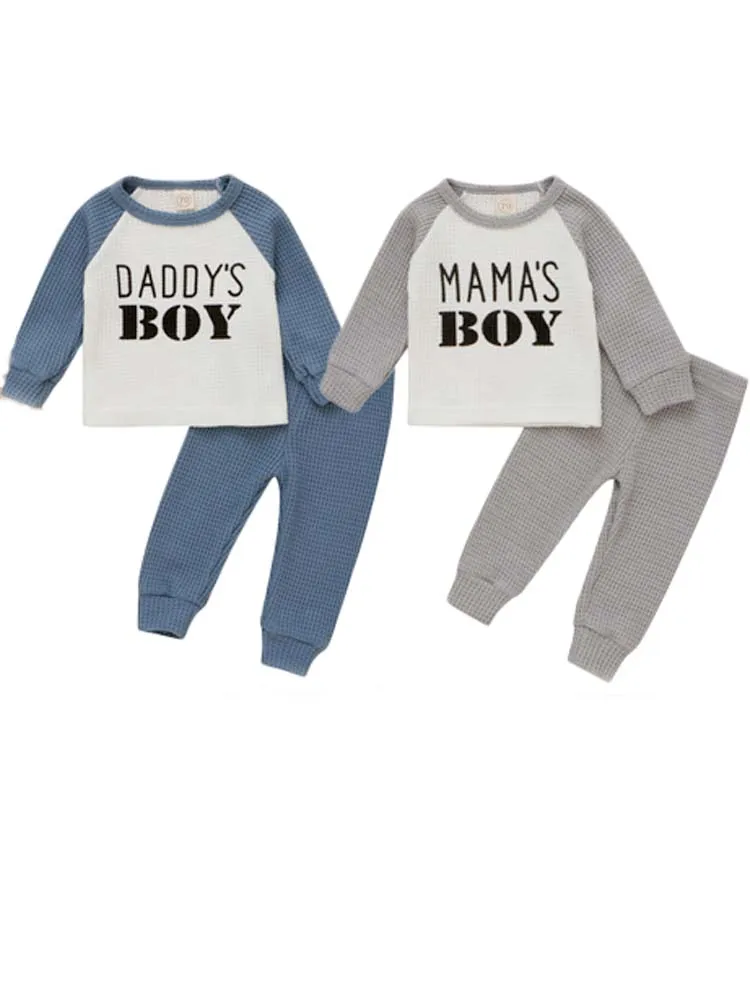 Baby Boys 'Daddy's Boy' Blue & White Top & Trousers - 2 Piece Outfit - 3-18Months