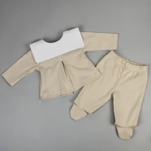 Baby Unisex Beige 100% Cotton Two Piece Outfit